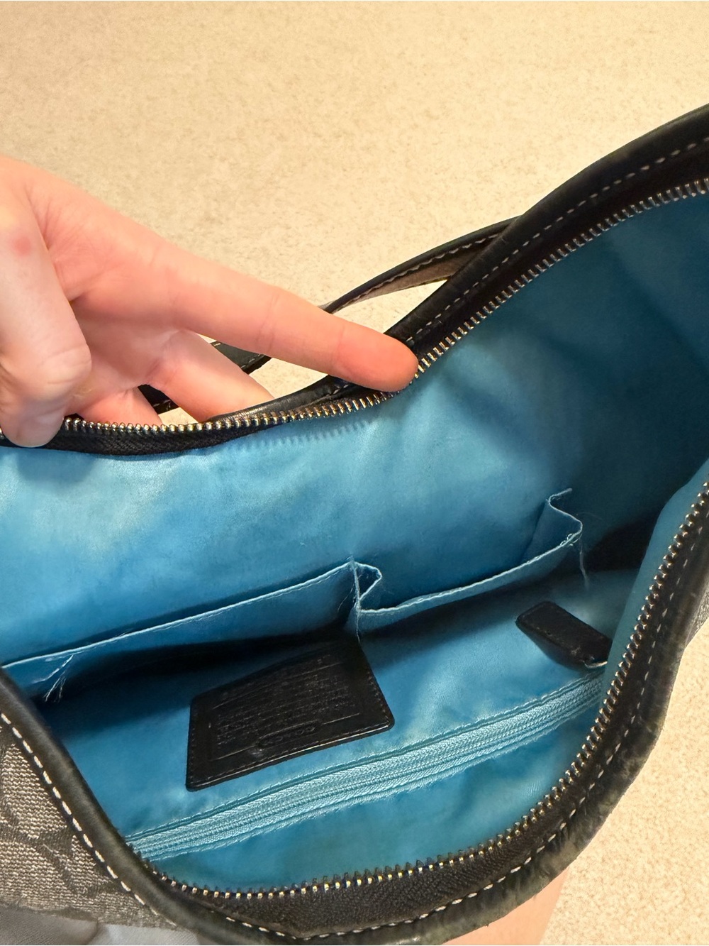 Coach Signature Stripe Hobo Shoulder Bag - Picture 9 of 12